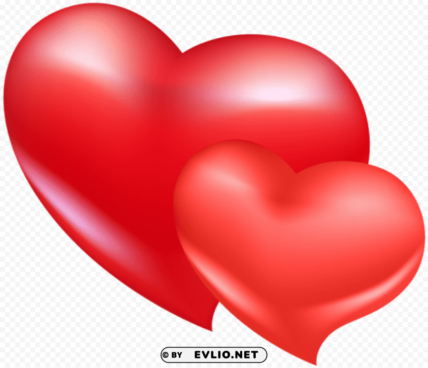 two red hearts Isolated PNG Image with Transparent Background
