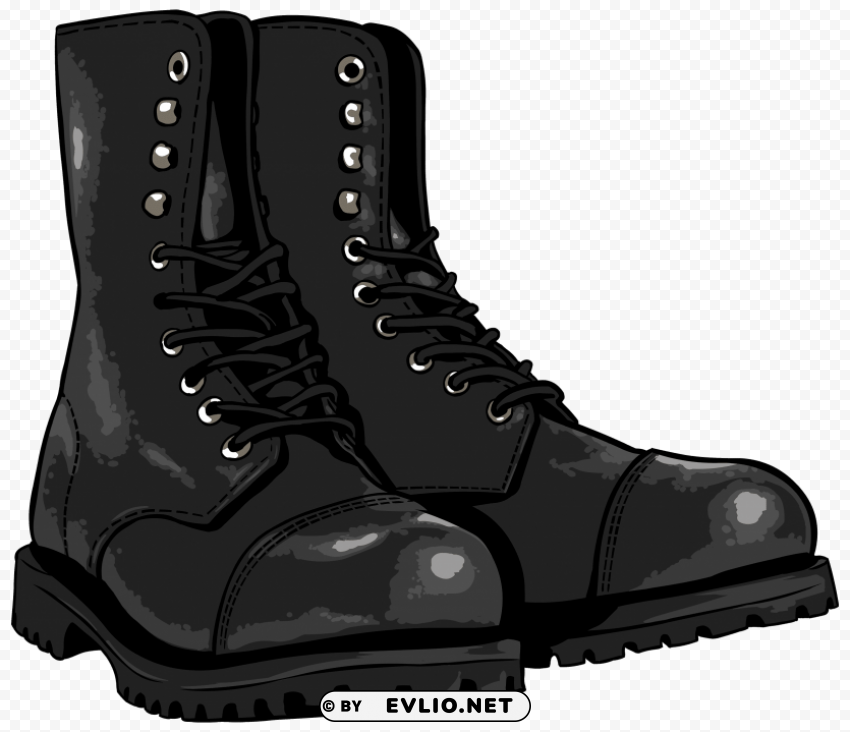 black boots Clean Background Isolated PNG Illustration