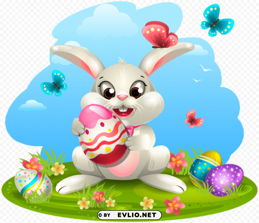 easter bunny with eggs High-resolution PNG