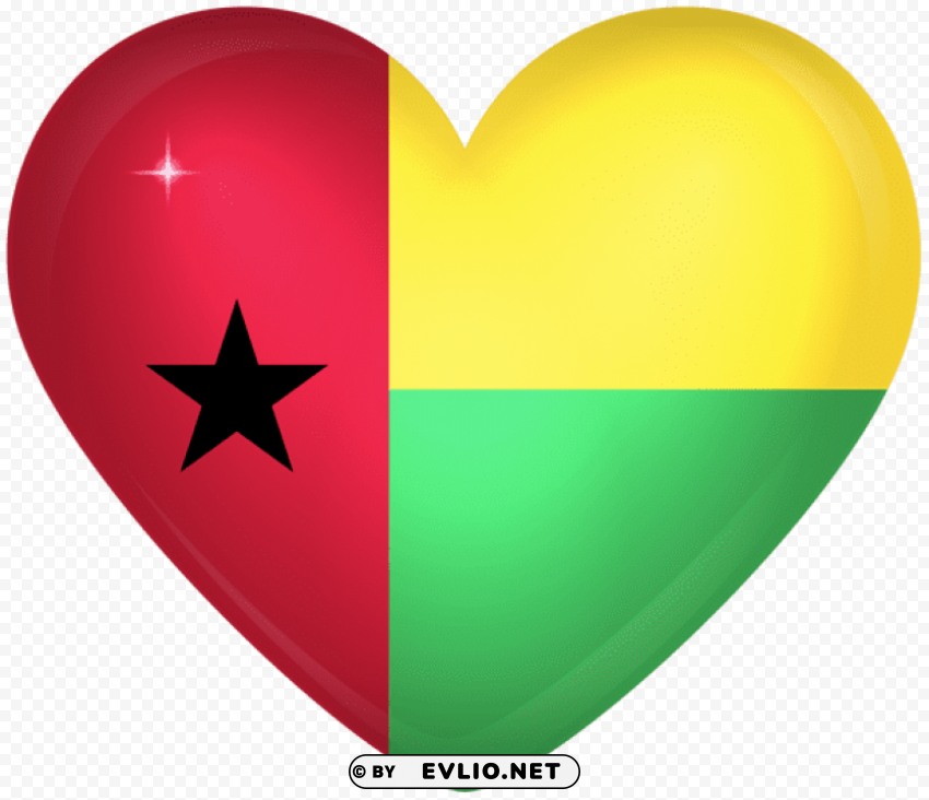 guinea bissau large heart flag HighQuality PNG Isolated Illustration