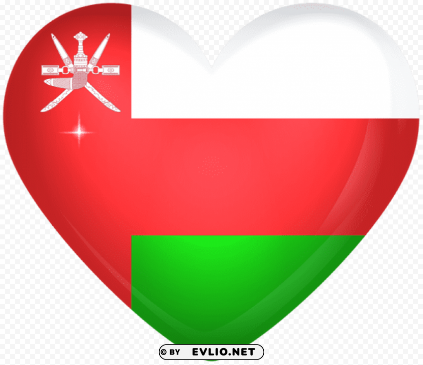 oman large heart flag PNG with Transparency and Isolation