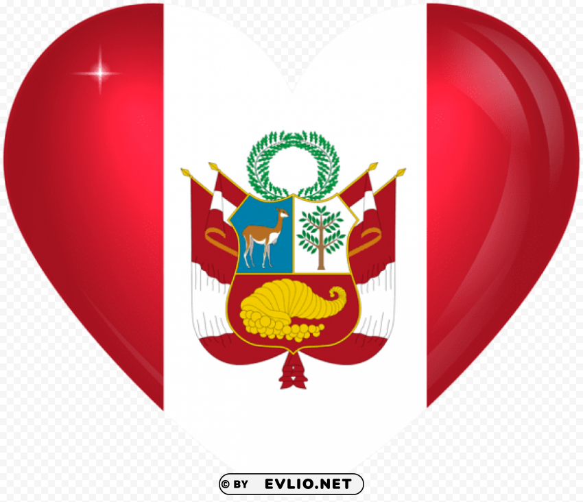 Peru Large Heart Flag PNG Images For Merchandise