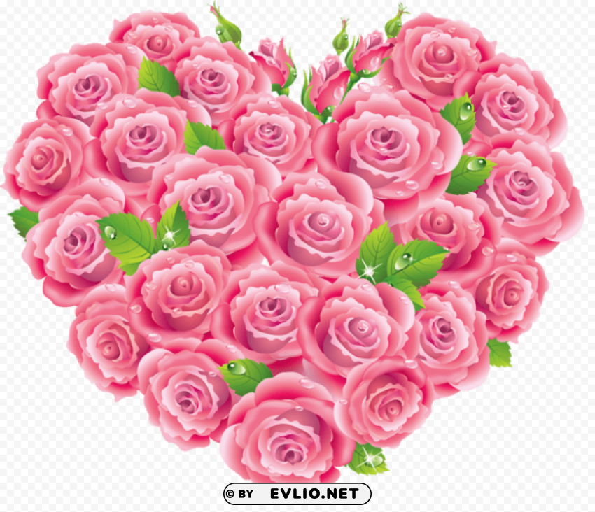 pink roses heart PNG clear background