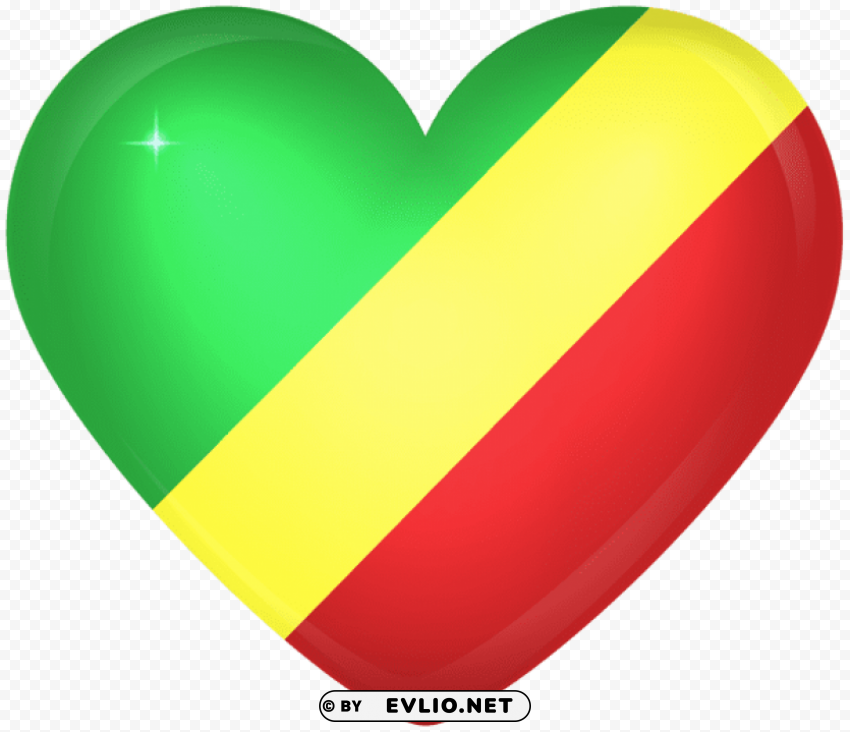 republic of the congo large heart flag High-definition transparent PNG