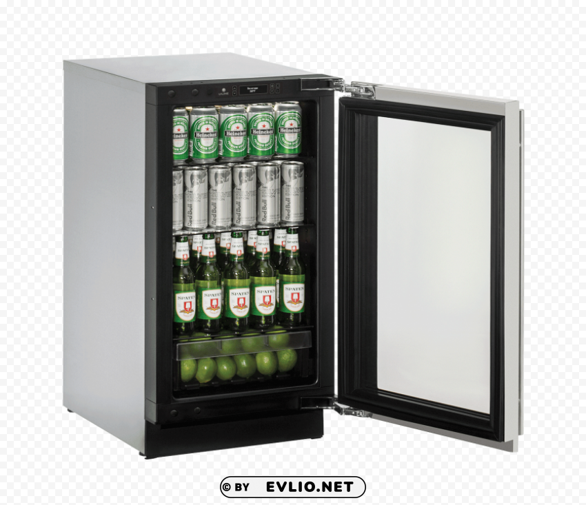 open fridge with beers PNG images for mockups