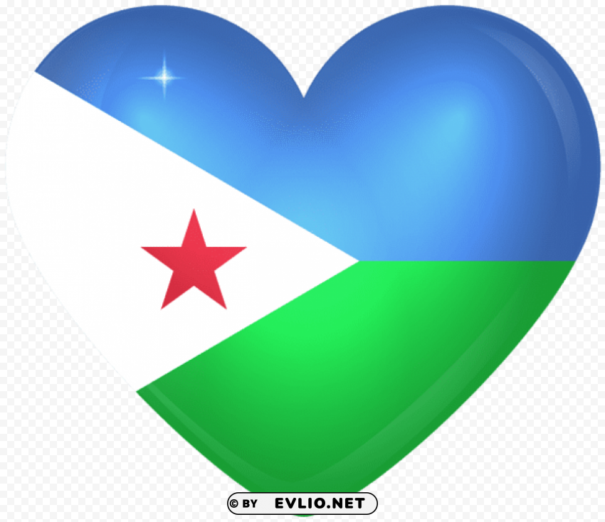 djibouti large heart flag Transparent PNG images complete package