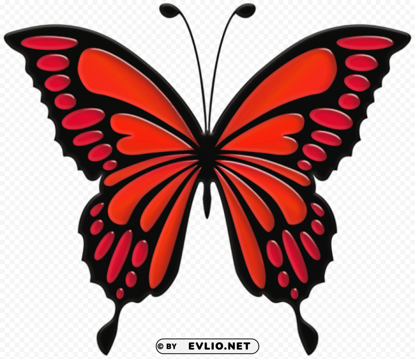 red butterfly PNG images with transparent layering