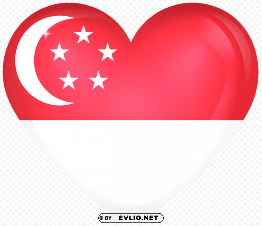 singapore large heart flag PNG transparent design