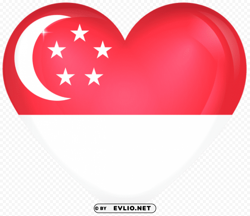 Singapore Large Heart Flag PNG Transparent Design