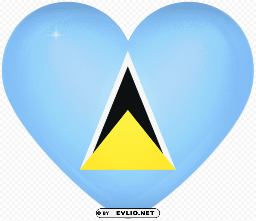st lucia large heart flag ClearCut Background PNG Isolation