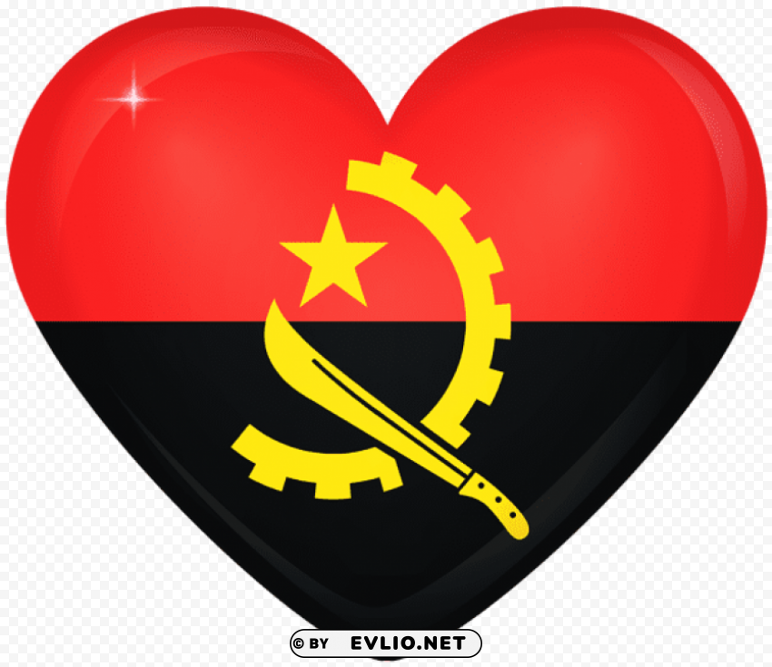 angola large heart flag PNG Isolated Subject with Transparency