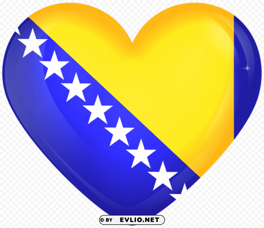 Bosnia And Herzegovina Large Heart Flag PNG Graphic With Transparency Isolation