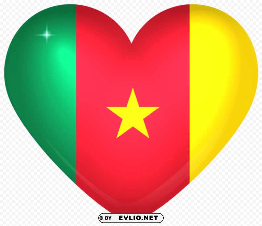 cameroon large heart flag Transparent background PNG photos