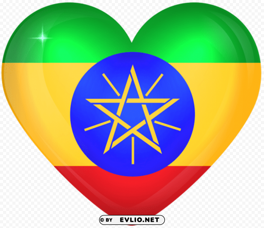 ethiopia large heart flag PNG with alpha channel