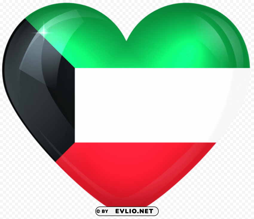 kuwait large heart flag PNG images with no fees