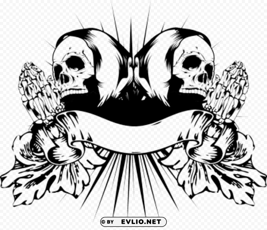 praying skull hands tattoo Clean Background Isolated PNG Illustration
