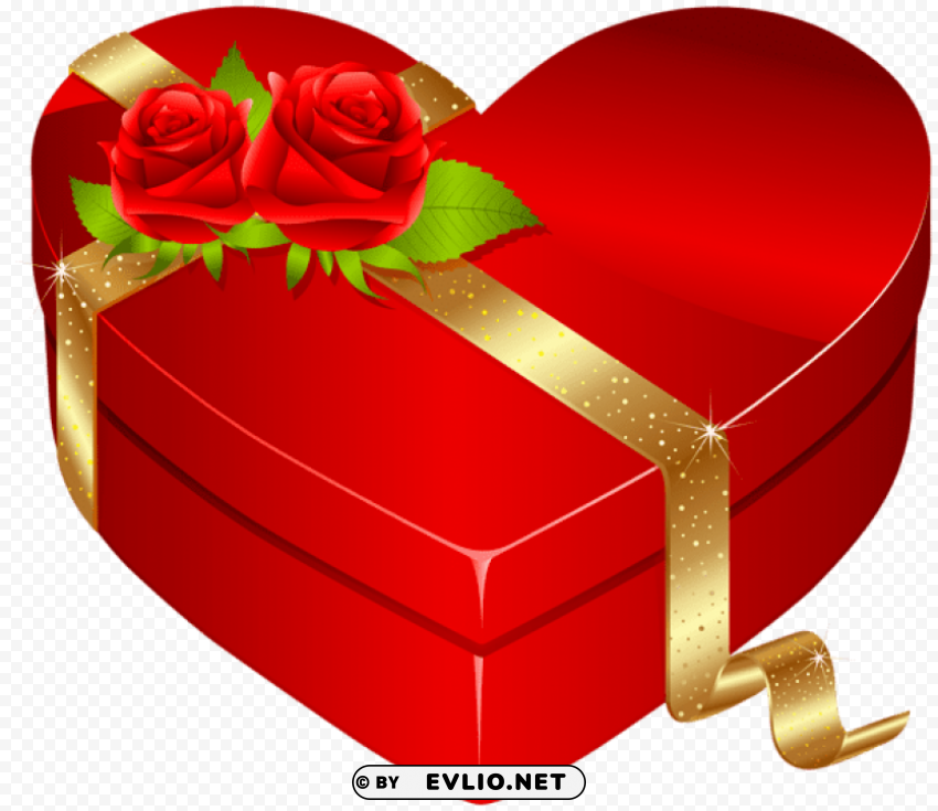 red heart box with red roses PNG transparent stock images