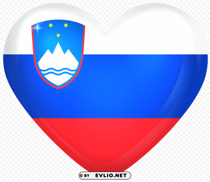 Slovenia Large Heart Flag PNG Graphic Isolated With Clear Background