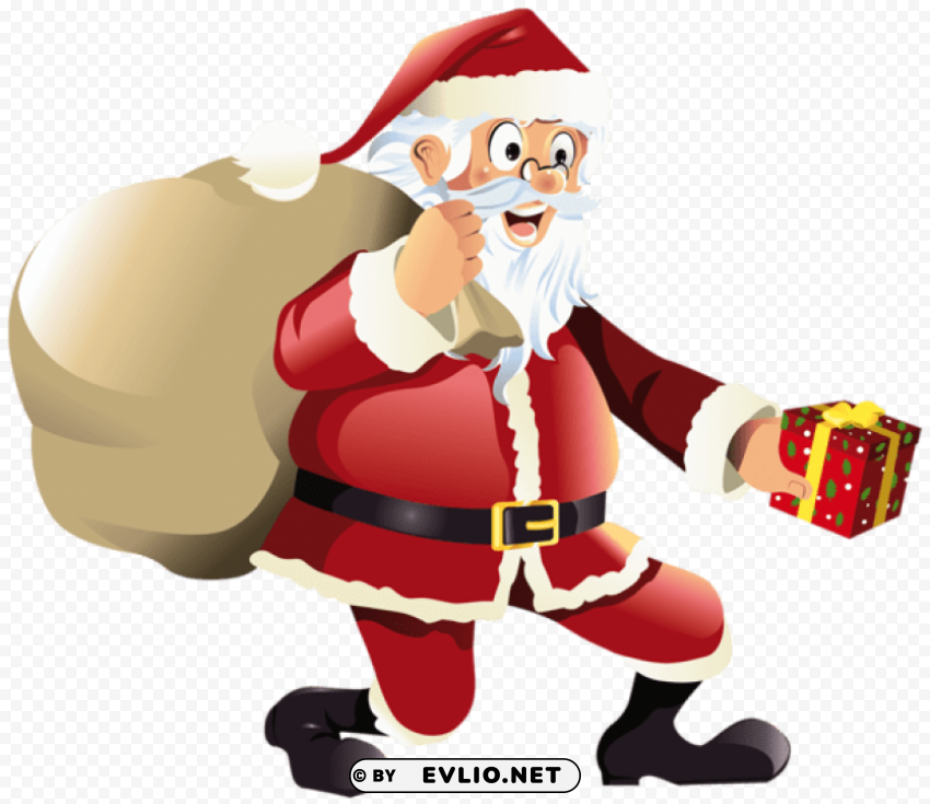  santa claus with red gift Transparent background PNG photos