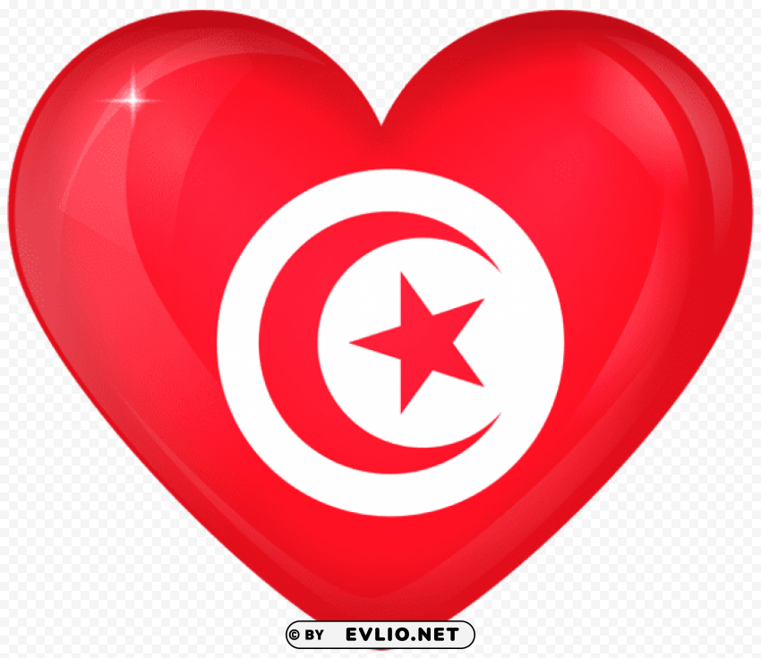 tunisia large heart flag Clean Background Isolated PNG Icon