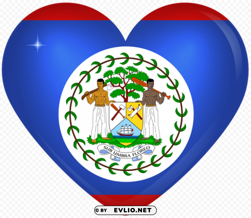 Belize Large Heart Flag Transparent PNG Artwork With Isolated Subject