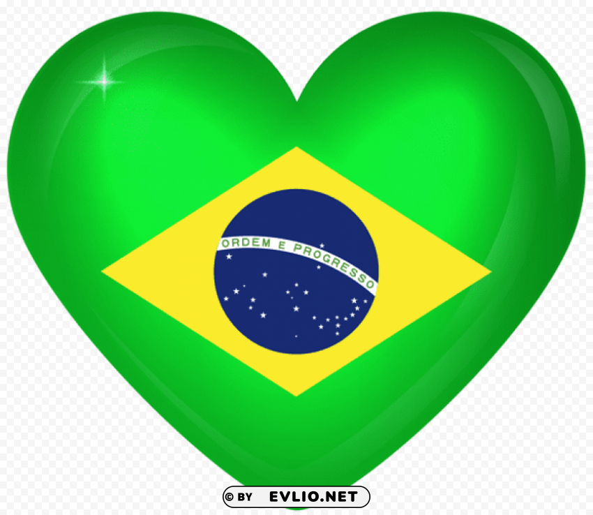brazil large heart flag PNG high quality