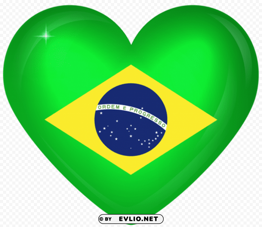 Brazil Large Heart Flag PNG High Quality