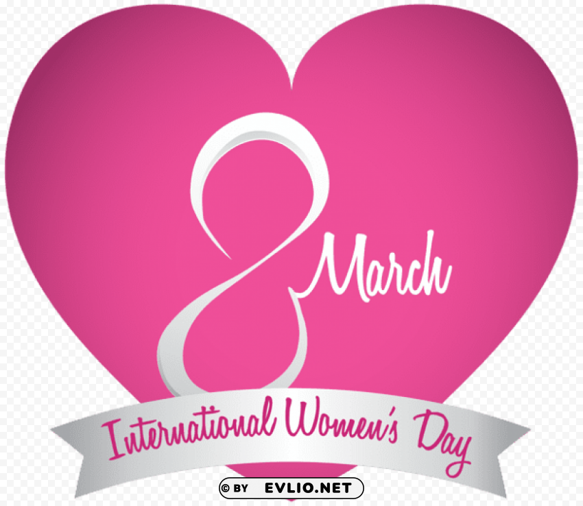 march 8 international womens day pink heart PNG transparent graphics for download