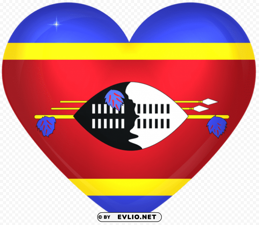 swaziland large heart flag CleanCut Background Isolated PNG Graphic