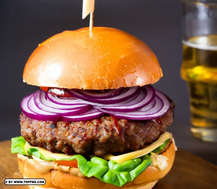 Gourmet Burger with Melted Cheese and Sauted Onions HD IMG PNG files with clear background collection