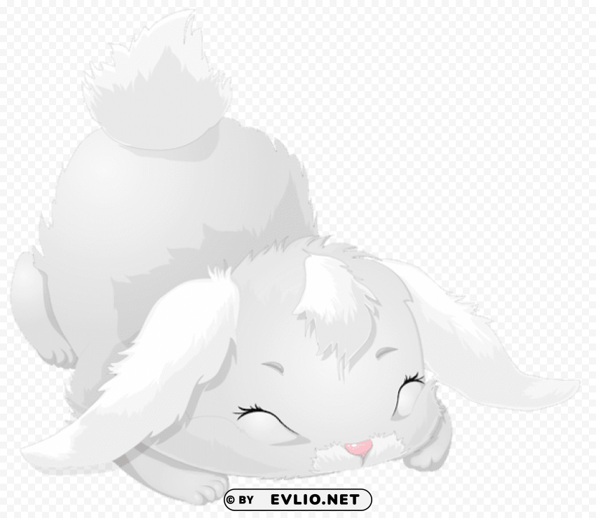 cute white bunny cartoon Isolated Icon with Clear Background PNG