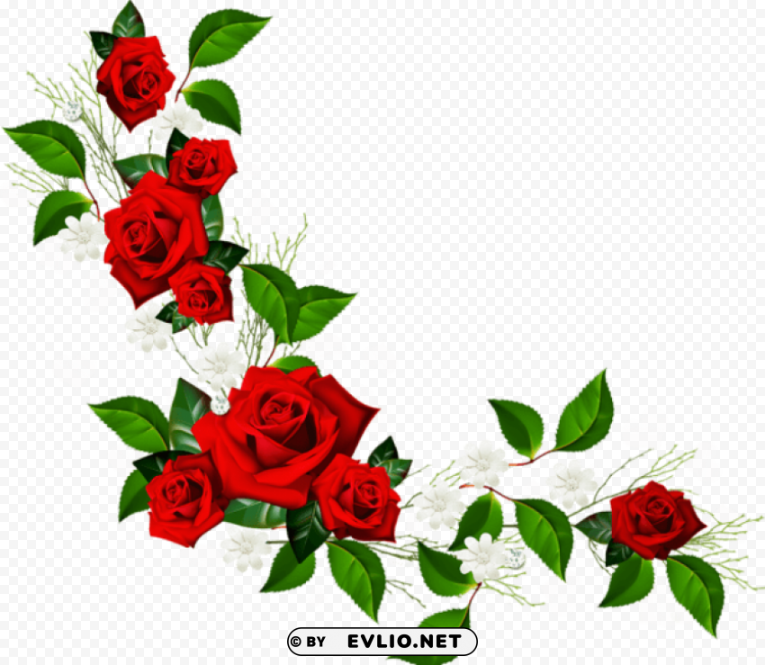 Decorative Element With Red Roses White Flowers And Hearts With Diamonds High-quality Transparent PNG Images