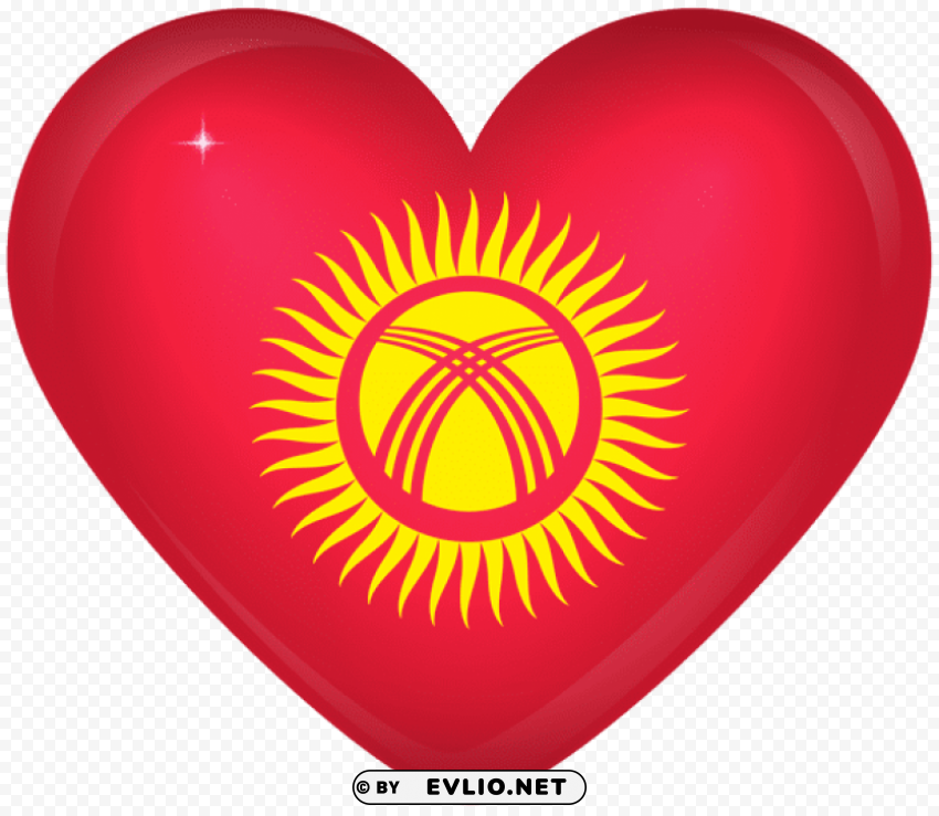 kirgizstan large heart flag Transparent PNG Isolated Object
