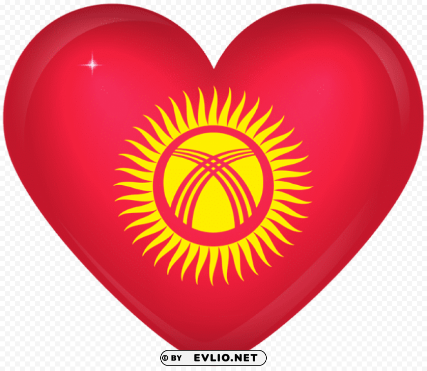 Kirgizstan Large Heart Flag Transparent PNG Isolated Object