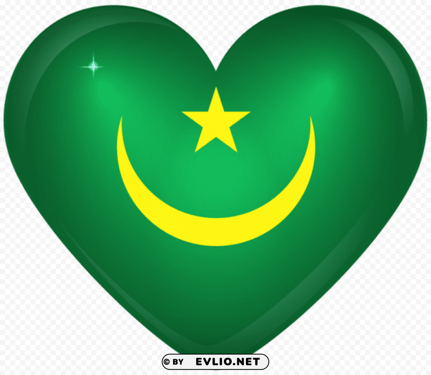 Mauritania Large Heart Flag Clear Background PNG Images Bulk