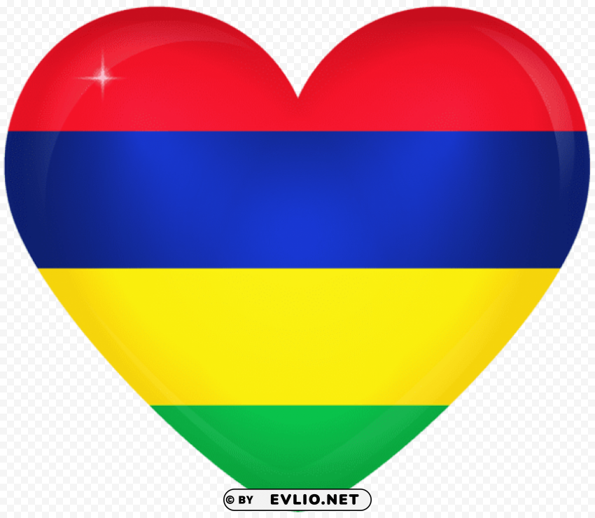 mauritius large heart flag PNG with clear background extensive compilation