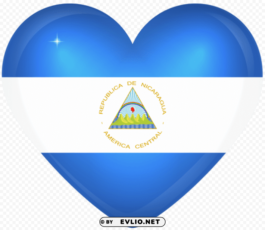 Nicaragua Large Heart Flag Clear Background PNG Isolated Item