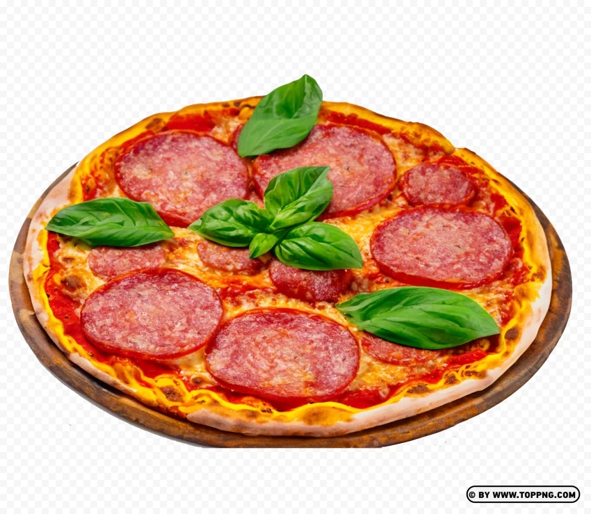 Pepperoni Pizza Round Italian Fast food Isolated Subject in Transparent PNG - Image ID a20705c2