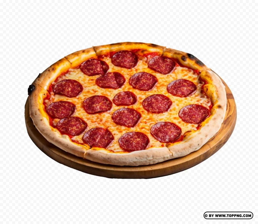 Round Italian Fast Food Pepperoni Pizza HD Transparent Isolated Subject in HighResolution PNG
