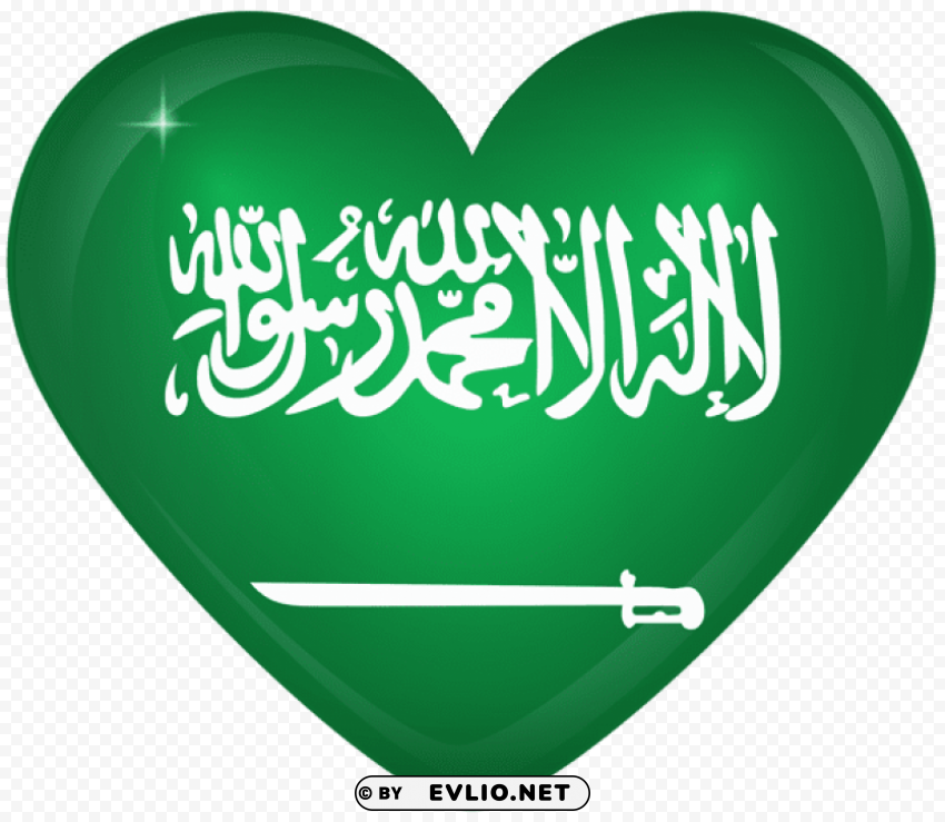 saudi arabia large heart flag ClearCut Background Isolated PNG Graphic Element