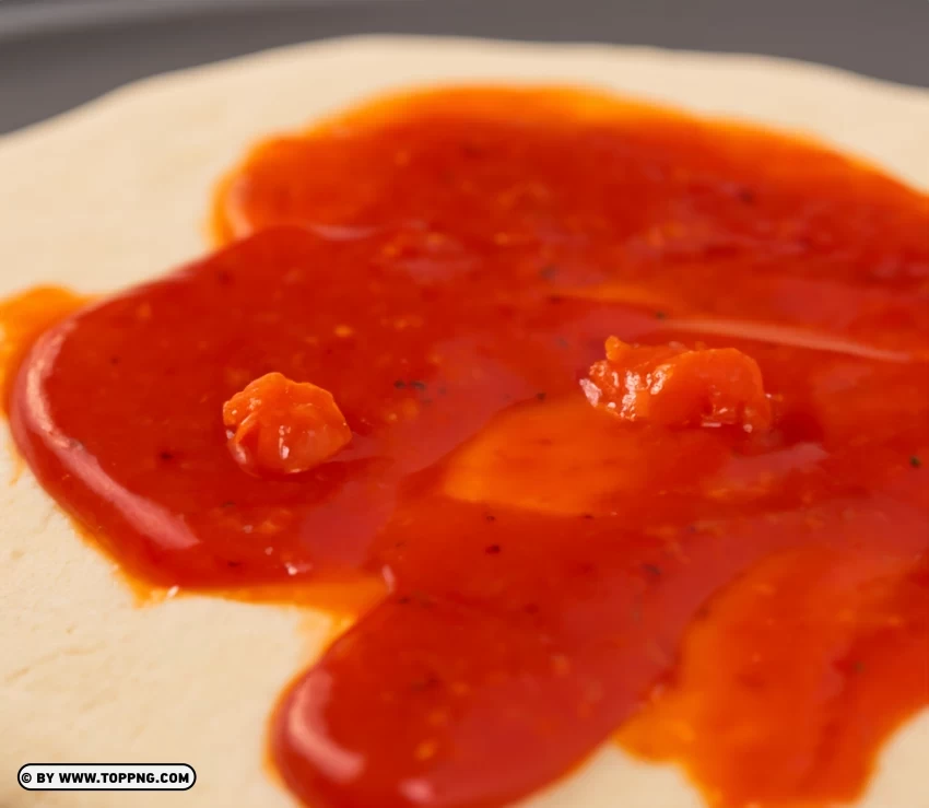 Spreading Homemade Tomato Sauce on the Pizza Dough Background PNG files with clear backdrop collection