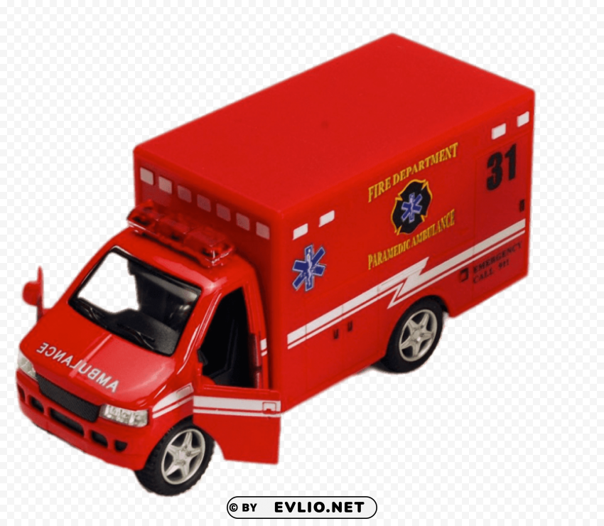 red ambulance toy PNG transparent photos massive collection