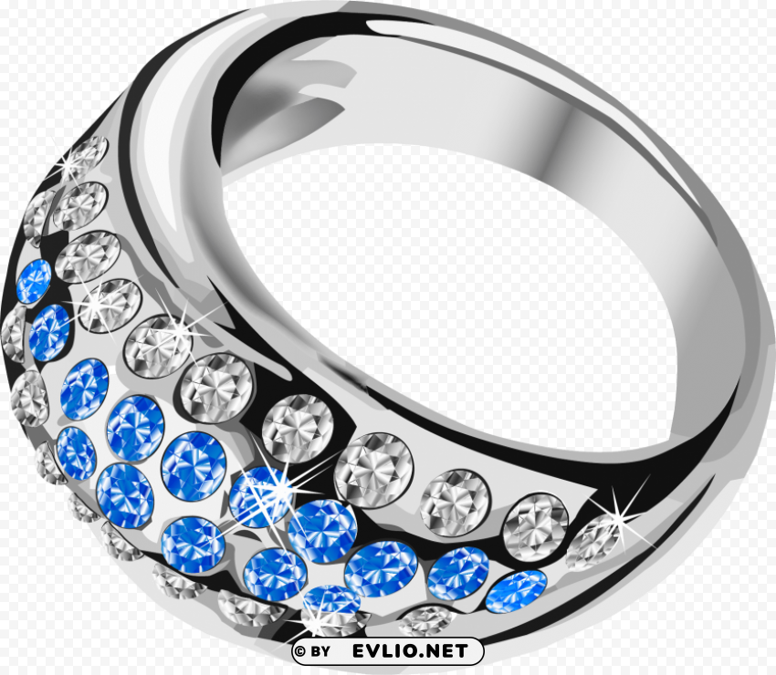 silver ring with blue diamond PNG for educational projects clipart png photo - b831fb65