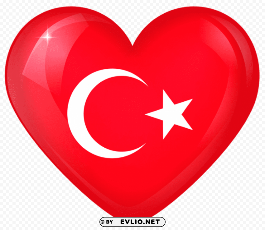 Turkey Large Heart Flag PNG Images With Alpha Transparency Bulk