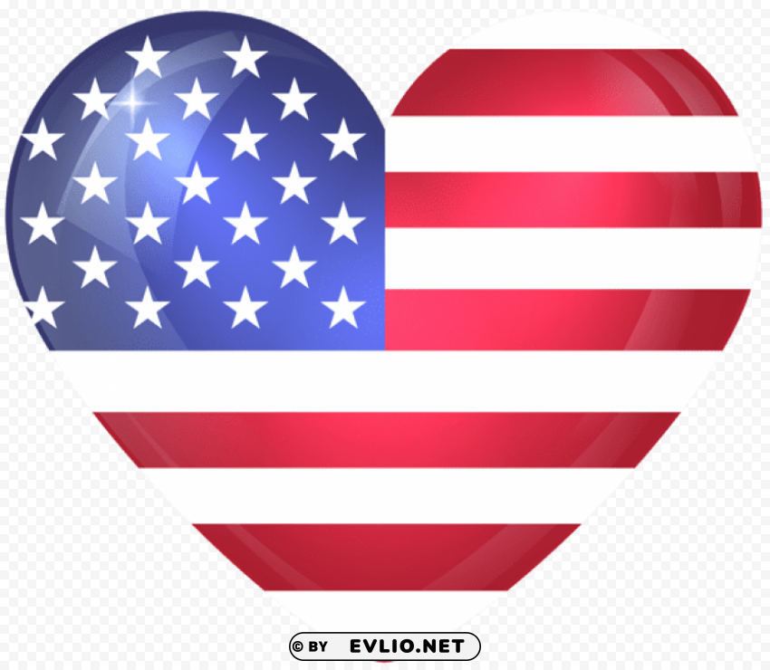 united states large heart flag Isolated Graphic on Clear Transparent PNG