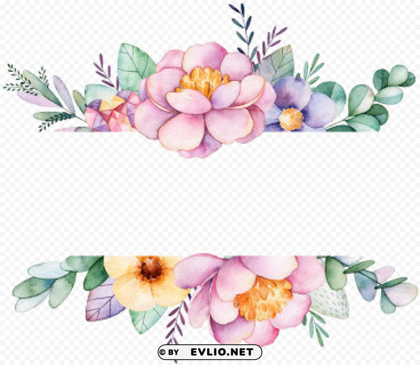 Watercolor Flowers Frame Isolated Subject In Clear Transparent PNG