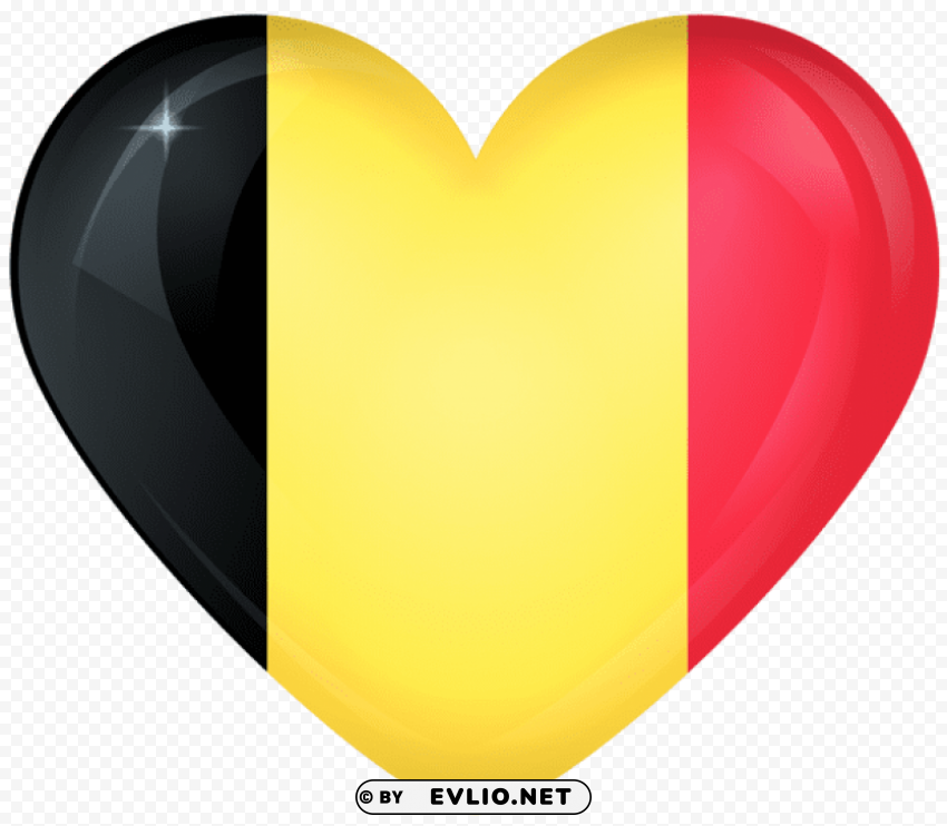 belgium heart flag Isolated Item on Transparent PNG Format