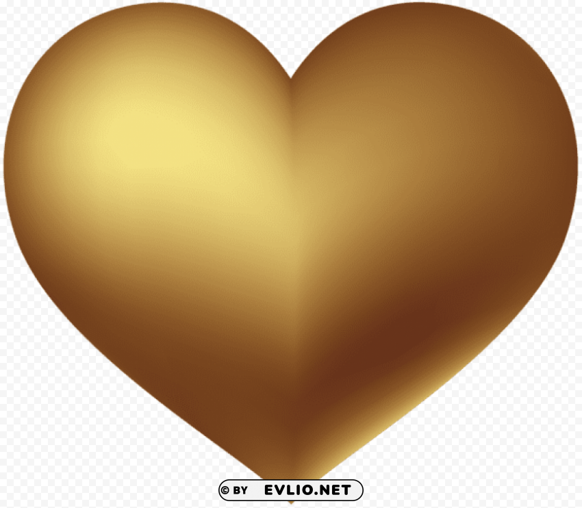 Gold Heart Isolated Character With Transparent Background PNG