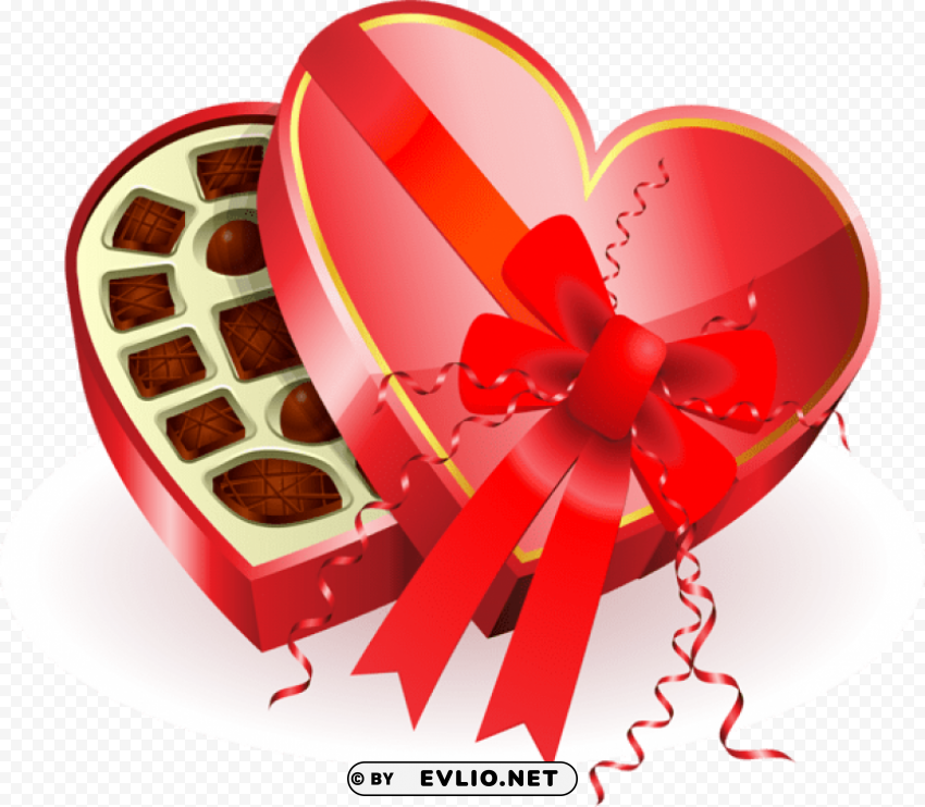 large heart chocolates box Isolated Character in Transparent PNG Format