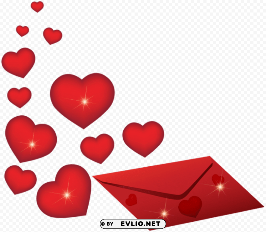 romantic envelope with hearts PNG Graphic Isolated with Transparency